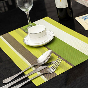 4 Pcs/set Placemats PVC Dining Table Mat Striped Disc Pads Bowl Pad Coasters De Cozinha 30*45cm Plate Bar Table Mat Acessories