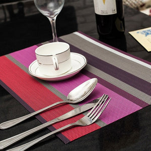 4 Pcs/set Placemats PVC Dining Table Mat Striped Disc Pads Bowl Pad Coasters De Cozinha 30*45cm Plate Bar Table Mat Acessories