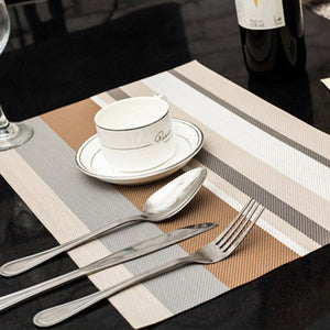 4 Pcs/set Placemats PVC Dining Table Mat Striped Disc Pads Bowl Pad Coasters De Cozinha 30*45cm Plate Bar Table Mat Acessories