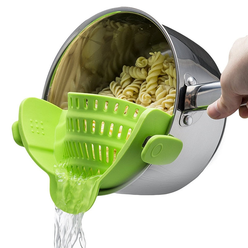 1 Pcs Universal Clip On Silicone Colander Pot Funnel Strainer Kitchen Gadgets