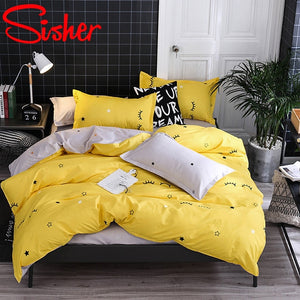 Sisher Simple Bedding Set With Pillowcase Duvet Cover Sets Bed Linen Sheet Single Double Queen King Size Quilt Covers Bedclothes