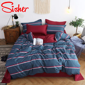 Sisher Simple Bedding Set With Pillowcase Duvet Cover Sets Bed Linen Sheet Single Double Queen King Size Quilt Covers Bedclothes