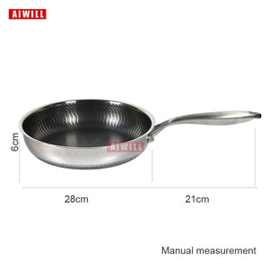 AIWILL New Kitchen High Quality 316 /304 Stainless Steel Frying Pan Nonstick Pan Fried Steak Pot Electromagnetic Furnace General