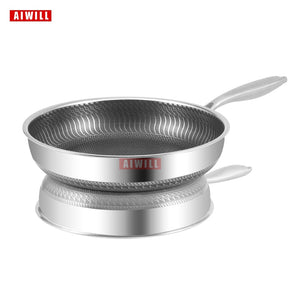 AIWILL New Kitchen High Quality 316 /304 Stainless Steel Frying Pan Nonstick Pan Fried Steak Pot Electromagnetic Furnace General