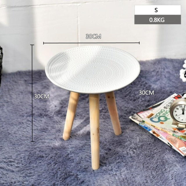 Creative Round Nordic Wood Coffee Table Bed Sofa Side Table Tea Fruit Snack Service Plate Tray Small Desk Living Room Furniture