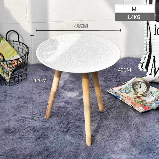 Creative Round Nordic Wood Coffee Table Bed Sofa Side Table Tea Fruit Snack Service Plate Tray Small Desk Living Room Furniture