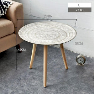 Creative Round Nordic Wood Coffee Table Bed Sofa Side Table Tea Fruit Snack Service Plate Tray Small Desk Living Room Furniture