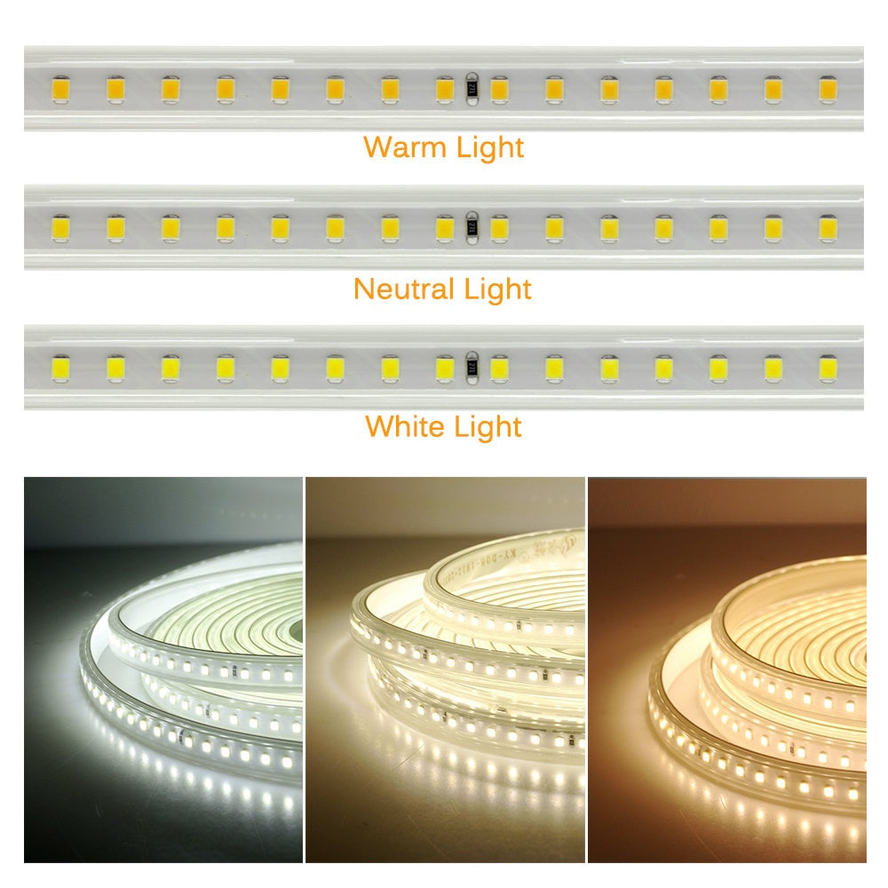 220V LED Strip 2835 High Safety High Brightness 120LEDs/m Flexible LED Light Outdoor Waterproof LED Strip Light.