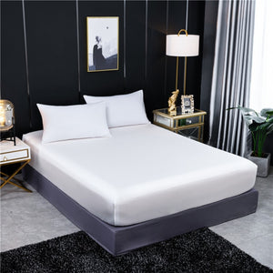 Natural mulberry silk Fitted Sheet Luxury Solid Color real silk Mattress Cover Double Queen Size Elastic Band Bed Sheet