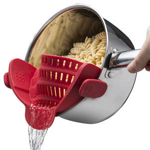 1 Pcs Universal Clip On Silicone Colander Pot Funnel Strainer Kitchen Gadgets