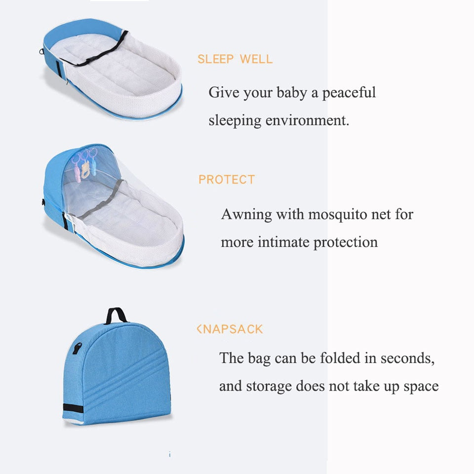 Portable Travel Baby Nest Multi-function Baby Bed Crib with Mosquito Net Foldable Babynest Bassinet Infant Sleep Children's Bed
