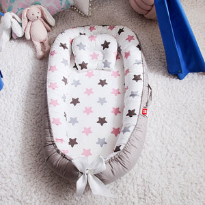 85*50cm Baby Nest Bed with Pillow Portable Crib Travel Bed Infant Toddler Cotton Cradle for Newborn Baby Bed Bassinet Bumper