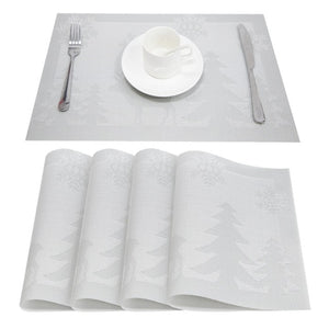 Topfinel Set of 4 PVC Washable Placemats for Dining Table Mat Non-slip Placemat Set in Kitchen Accessories Cup Coaster Wine Pad