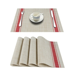 Topfinel Set of 4 PVC Washable Placemats for Dining Table Mat Non-slip Placemat Set in Kitchen Accessories Cup Coaster Wine Pad