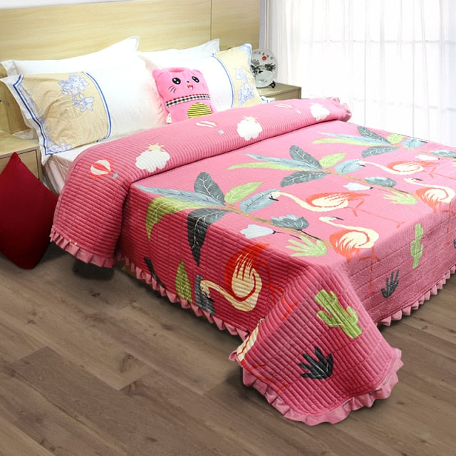 Winter Warm AB Surface Ruffles Quilted Bedspread Bed Cover Sheet Coverlet Home Textile Bedding not include Pillowcase 200x230cm