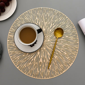 6/4PCS Round Placemats Restaurant Hollow PVC decoration Meal Mat Anti-hot Dining Table Line Mat Steak Plate Pad