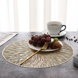 6/4PCS Round Placemats Restaurant Hollow PVC decoration Meal Mat Anti-hot Dining Table Line Mat Steak Plate Pad