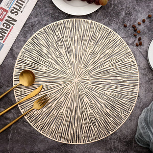 6/4PCS Round Placemats Restaurant Hollow PVC decoration Meal Mat Anti-hot Dining Table Line Mat Steak Plate Pad