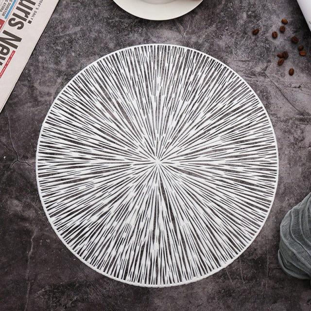 6/4PCS Round Placemats Restaurant Hollow PVC decoration Meal Mat Anti-hot Dining Table Line Mat Steak Plate Pad