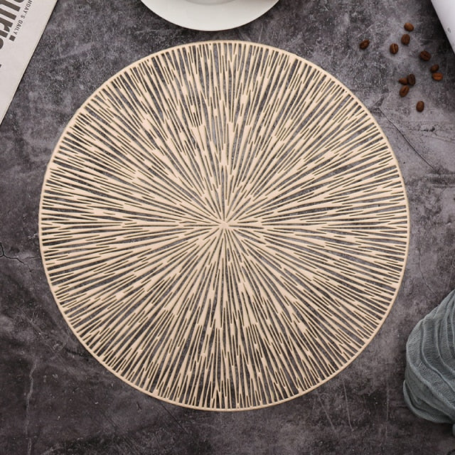 6/4PCS Round Placemats Restaurant Hollow PVC decoration Meal Mat Anti-hot Dining Table Line Mat Steak Plate Pad