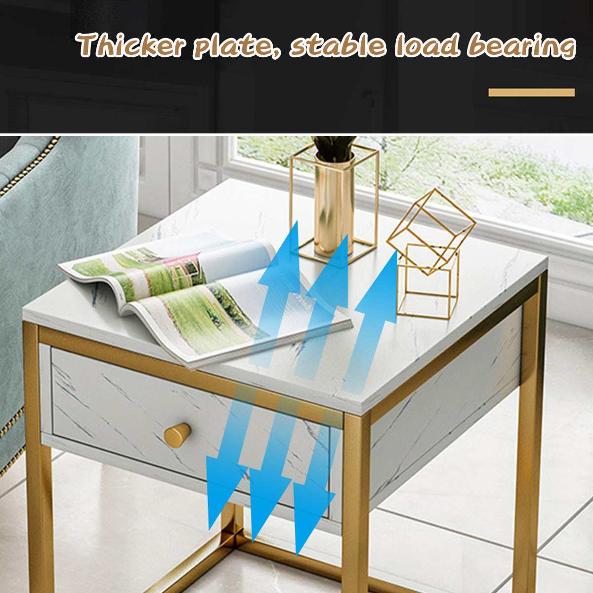 40cm Coffee Tables Light Luxury Table Sofa Corner Table Bedside Bedroom Marble Pattern Small Furniture Nightstands Side Tables