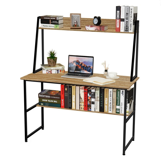 Large Wood Computer Desk Laptop Desk Writing Table Study Desk with Shelves Drawers Office Furniture PC Laptop Workstation Home