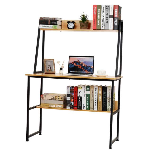 Large Wood Computer Desk Laptop Desk Writing Table Study Desk with Shelves Drawers Office Furniture PC Laptop Workstation Home