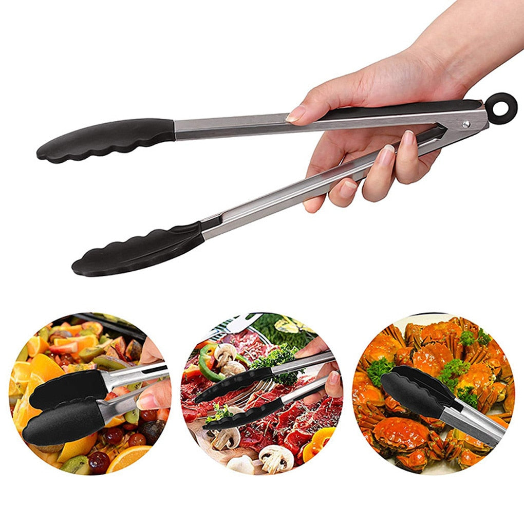 BBQ Grilling Tong Salad Bread Serving Tong Non-Stick Kitchen Barbecue Grilling Cooking Tong with Joint Lock