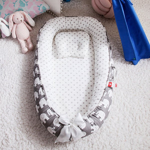 Baby Nest Bed with Pillow 85*50cm Portable Crib Travel Bed Infant Toddler Cotton Cradle for Newborn Baby Bed Bassinet Bumper