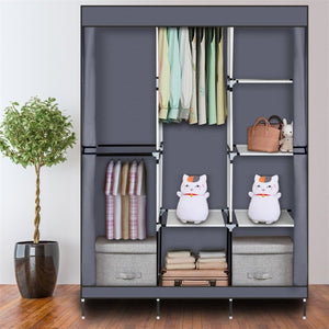 Bedroom Clothing Storage Cabinet Non-Woven Wardrobe Closet Dustproof Waterproof Home Furniture Portable Multipurpose Shelf Blue