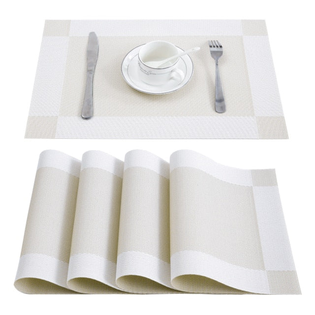 Set of 4 PVC Flower Pattern Placemats for Dining Table Mat Set Linens Place Mat in Kitchen Accessories Cup Wine Decorative Mat
