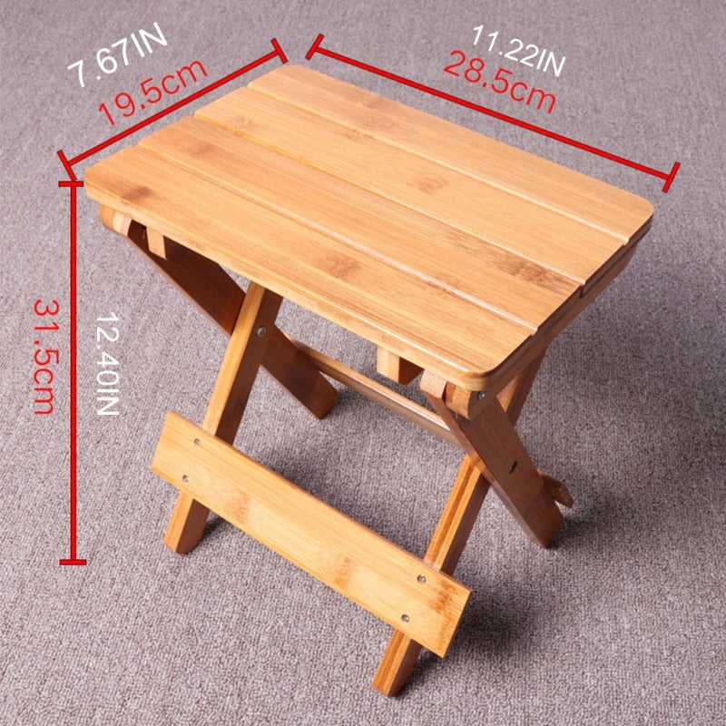 Bamboo folding stool portable household solid Bamboo taburet outdoor fishing chair small bench square stool kids furniture