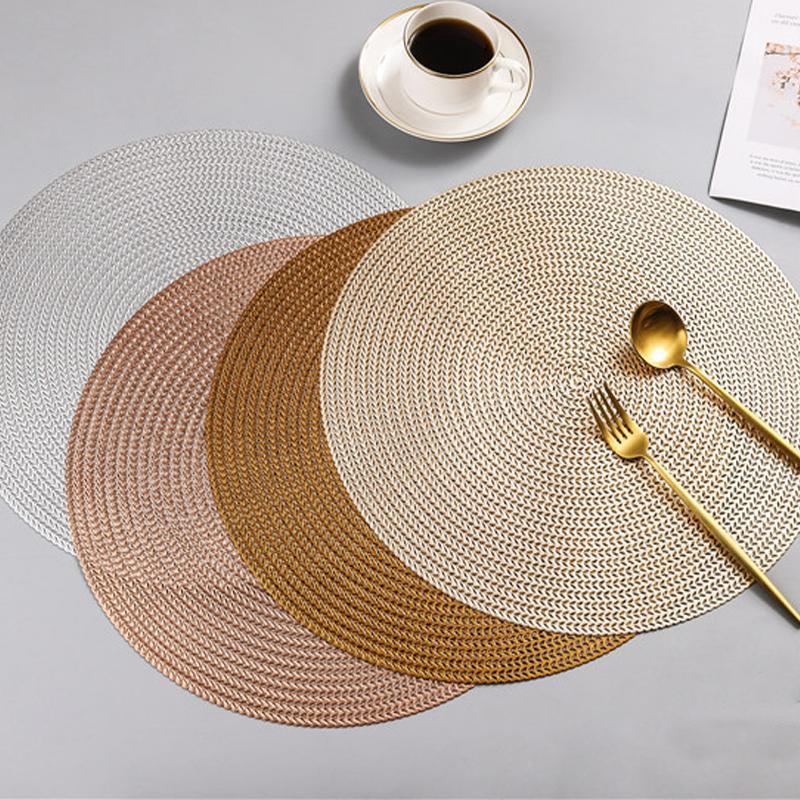 Mats & Pads Round PVC Placemat Nordic Anti-scald Heat Insulation Table Mat Steak Plate El Restaurant Creative Hollow Dining