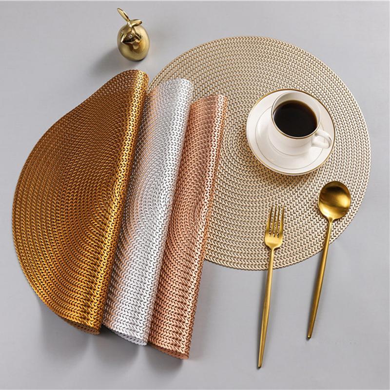 Mats & Pads Round PVC Placemat Nordic Anti-scald Heat Insulation Table Mat Steak Plate El Restaurant Creative Hollow Dining