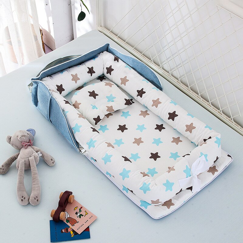 Infant Cotton Cradle Crib Newborn Basket Bassinet Newborn Bed Portable Baby Nest for Boys Girls Travel Cot Cushion