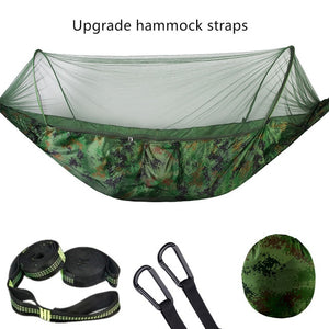 2021 Camping Hammock with Mosquito Net Pop-Up Light Portable Outdoor Parachute Hammocks Swing Sleeping Hammock Camping Stuff