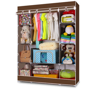 10Lattices Non-woven Fabric Folding Portable Wardrobe Clothing Storage Cabinet Dustproof Closet Home Furniture Bedroom Organizer