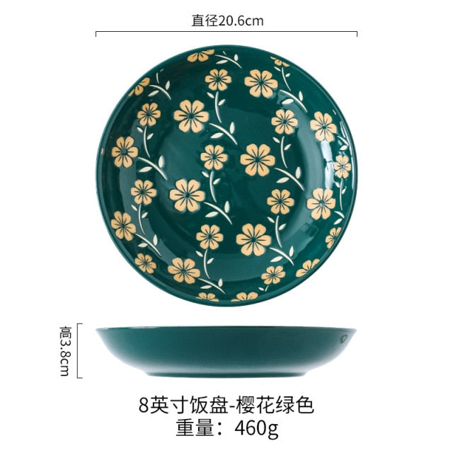 underglaze color 8-inch shallow plate domestic ceramic dinner plate restaurant dishes tableware hotel dishes commercial plates