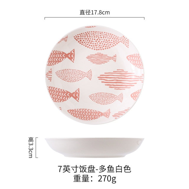 underglaze color 8-inch shallow plate domestic ceramic dinner plate restaurant dishes tableware hotel dishes commercial plates