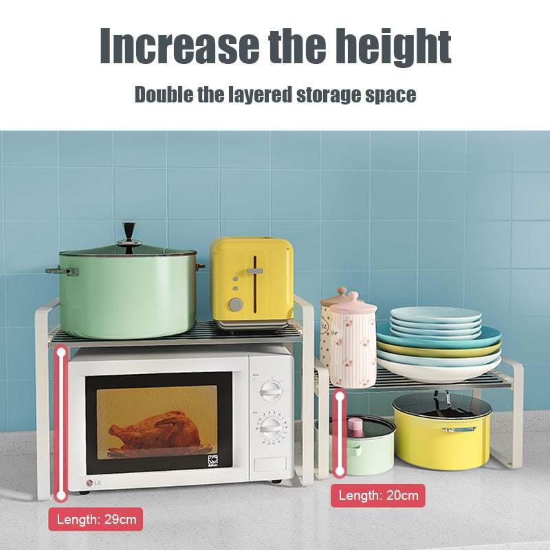 Kitchen Cabinet Storage Adjustable Cook Shelves Plates Pans Dishes Spice Bottles Holder Multifunction Kitchen Closet Organizer