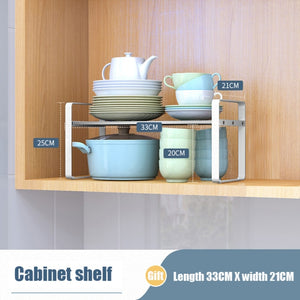 Kitchen Cabinet Storage Adjustable Cook Shelves Plates Pans Dishes Spice Bottles Holder Multifunction Kitchen Closet Organizer