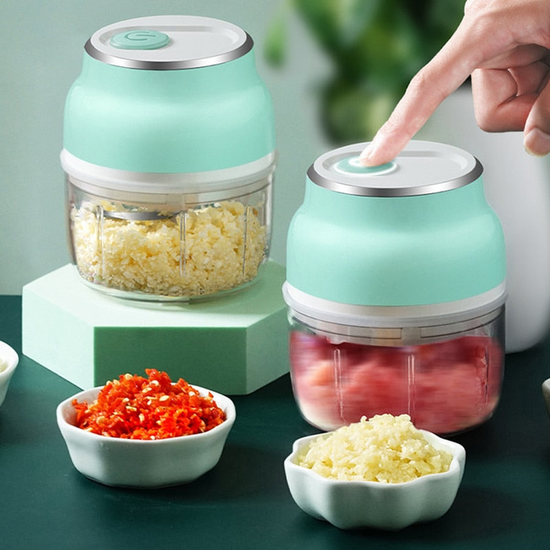 Electric Food Chopper USB Rechargeable Wireless Garlic Chopper with Blade Mini Meat Grinder Tools Portable Kitchen Accessories