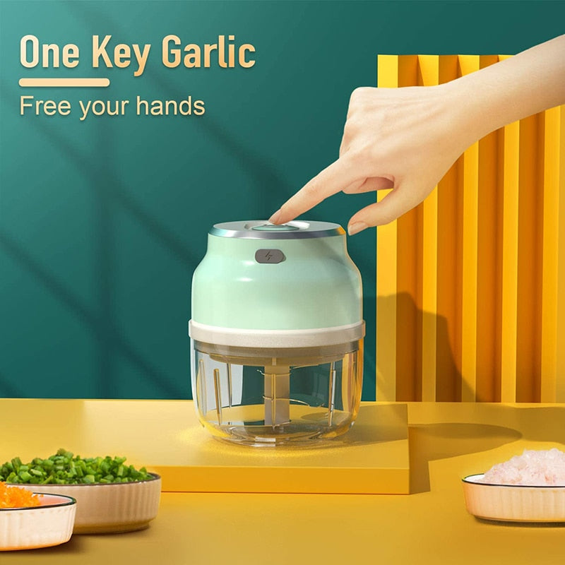 Electric Food Chopper USB Rechargeable Wireless Garlic Chopper with Blade Mini Meat Grinder Tools Portable Kitchen Accessories