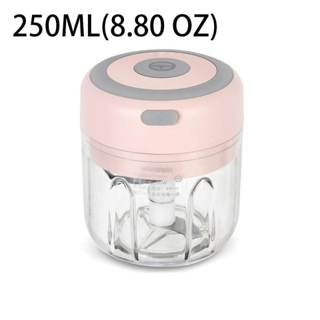 Electric Food Chopper USB Rechargeable Wireless Garlic Chopper with Blade Mini Meat Grinder Tools Portable Kitchen Accessories