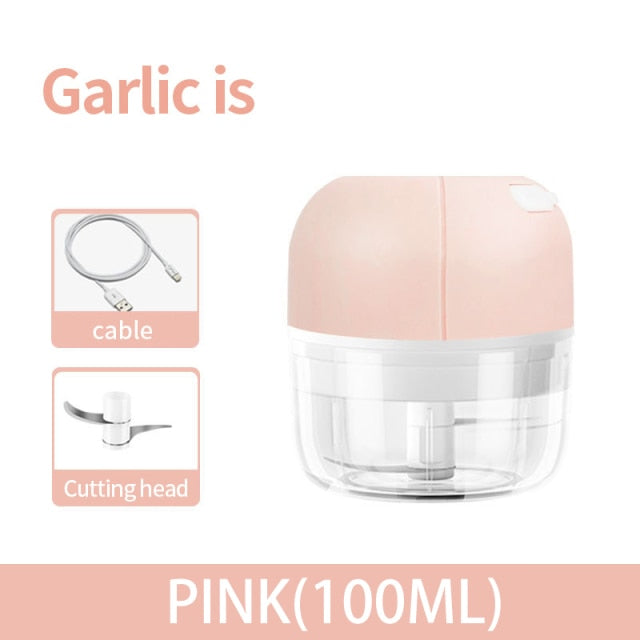 Electric Food Chopper USB Rechargeable Wireless Garlic Chopper with Blade Mini Meat Grinder Tools Portable Kitchen Accessories