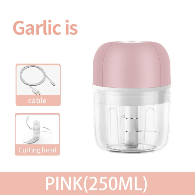 Electric Food Chopper USB Rechargeable Wireless Garlic Chopper with Blade Mini Meat Grinder Tools Portable Kitchen Accessories