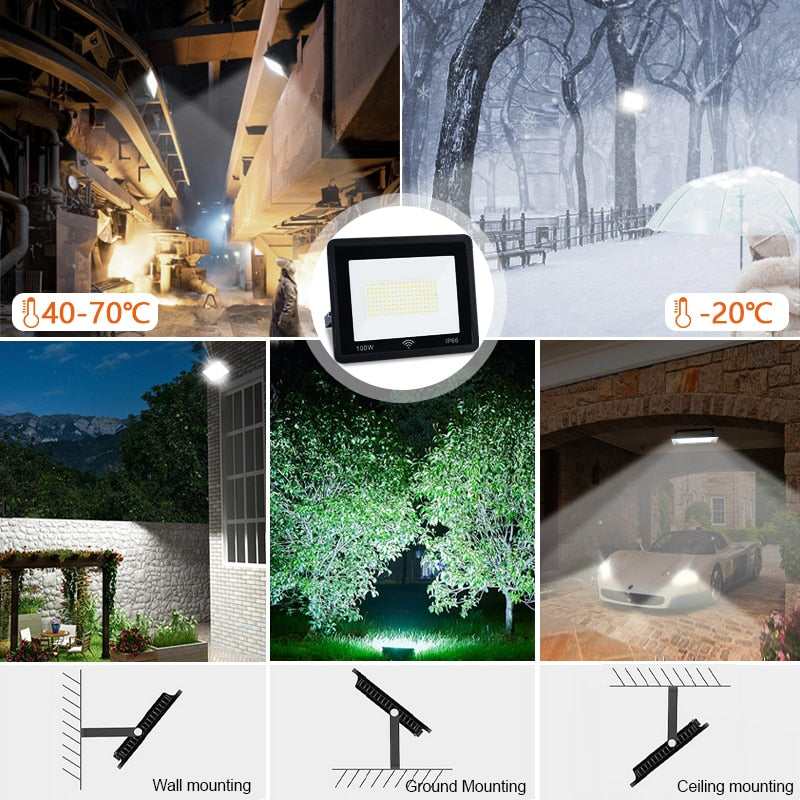 Natural Light Outdoor Lighting With Sensor Radar Foco Led Exterior 50w 100w 220v Auto Delay Flood Light Led Projector Wall Lamp