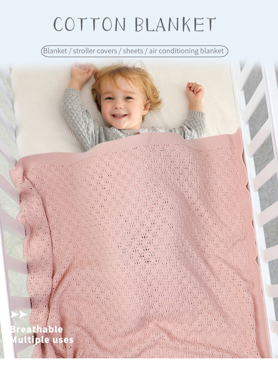 Baby Blankets Knitted Solid Super Soft Newborn Toddler Boy Girl Stroller Bed Sleeping Covers 100*80CM Infant Children Crib Quilt